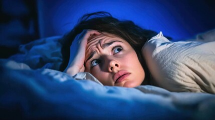 Person tossing and turning in bed, struggling with insomnia and restlessness. The scene captures the emotional turmoil and physical discomfort of a sleepless night.