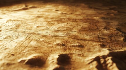 Naklejka premium Vintage Wild West Map with Hand-Drawn Trails and Landmarks under Cinematic Light