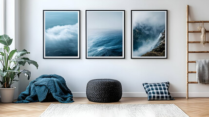 Ocean & Waterfall Photography - Coastal Wall Decor with Clouds and Fog