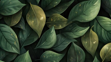 A background showcasing organic forms inspired by leaves, blending shades of green and earthy brown. 