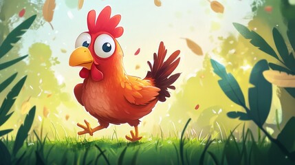 Playful Cartoon Chicken 2D Illustration