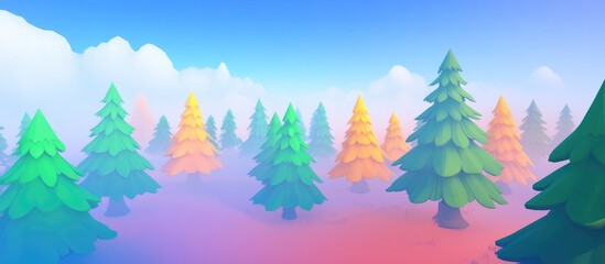 Fototapeta premium High Pine Forest On A Clear Day
