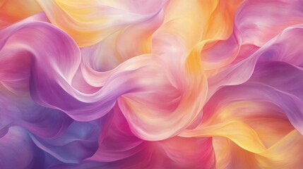 Obraz premium A background showcasing swirling petal shapes in various shades of pink, purple, and yellow. 