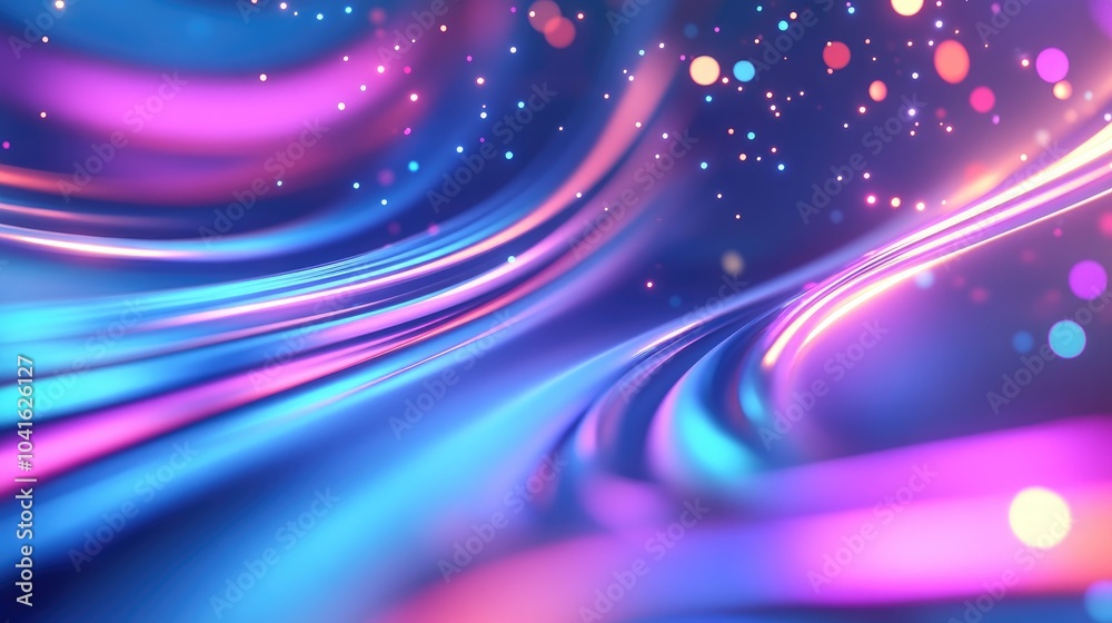Poster 3D rendering of an abstract background featuring multicolored lines and spots