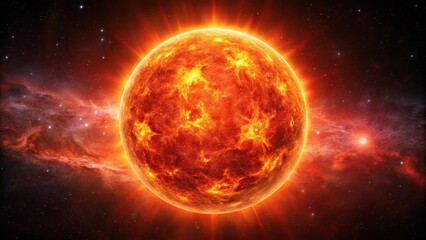 Obraz premium Breathtaking view of a red giant burning sun in outer space galaxy