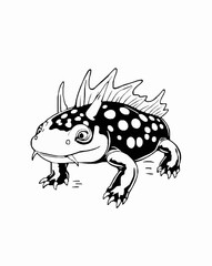 Minimalist Black and White Axolotl Art Illustration
