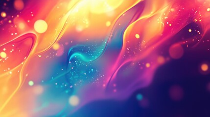 Abstract shiny background featuring colorful glowing lights in a glossy 2D illustration style