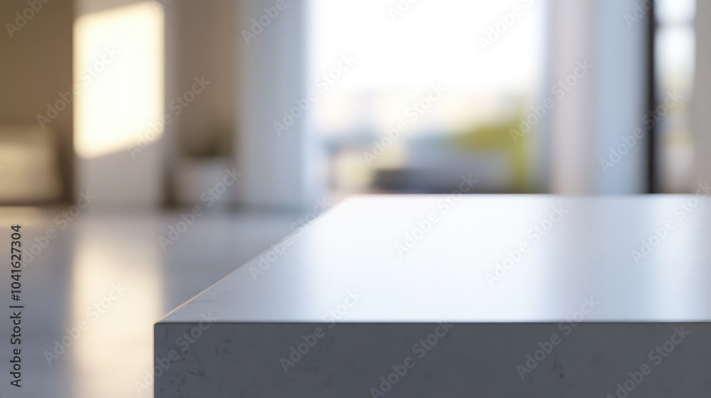 Poster close up of a well detailed white table with a copy area in a hazy study space featuring 3d renderin