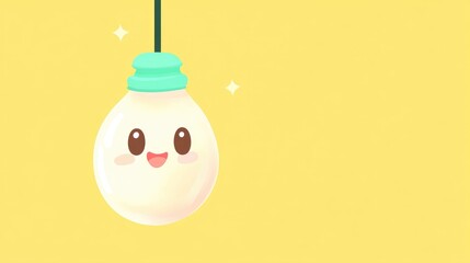 Isolated Light Bulb on Vibrant Yellow Background