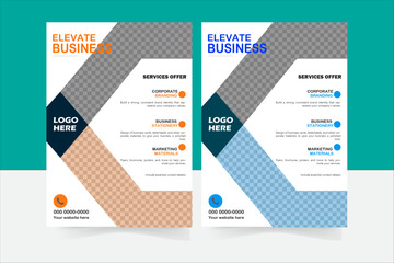 Corporate business flyer template design set.A bundle of 2 templates,perfect for creative professional business. vector template,flyer in A4 with colorful business proposal, promotion, advertise.