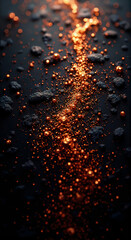 Cosmic Glitter: Abstract Black and Orange Texture for Luxury Branding and Artistic Projects