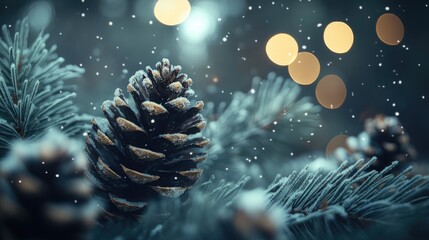 Winter Nights: Festive Christmas Tree in a Snowy Forest