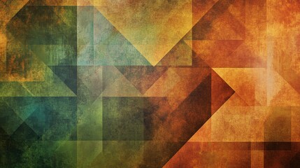 A background with geometric shapes in colors inspired by natural elements, such as browns, greens, and blues, providing a calming effect.