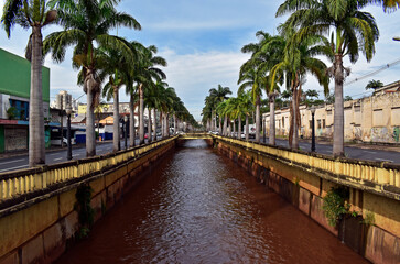 Black creek that originally named the city of Ribeirao Preto, Sao Paulo, Brazil