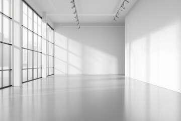 Fototapeta premium Exhibition hall interior and white wall 