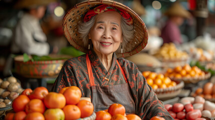 Fototapeta premium Celebrating the foods of Chinese Lunar New Year. Top view of delicious festival table with asian food for lunar new year's dishes. Traditional lunar new year food. Flat lay background. 