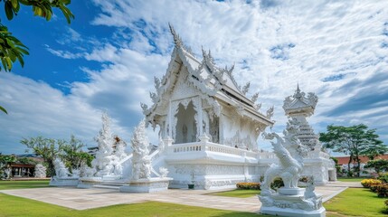 Naklejka premium Stunning White Temple Under Blue Sky