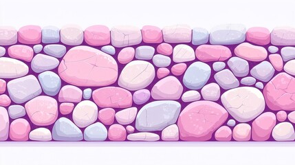 Obraz premium Vibrant Cartoon Stone Wall, a whimsical depiction featuring exaggerated proportions, bold colors, and playful design, creating an eye-catching and lively atmosphere.