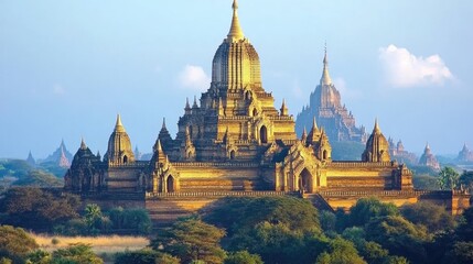 Naklejka premium Majestic Ancient Temples of Bagan at Sunrise