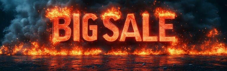 Fiery big sale promotion with eye-catching text flames