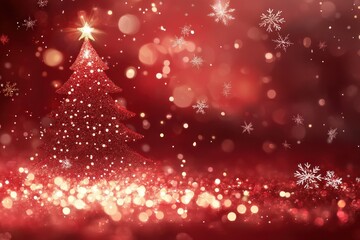 Sparkling Christmas Tree with Snowflakes and Bokeh Light