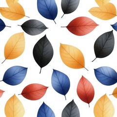 Obraz premium Autumn Leaves Vector Seamless Pattern - Hand Drawn Background