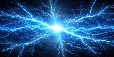 blue lightning energy explosion background with low angle view
