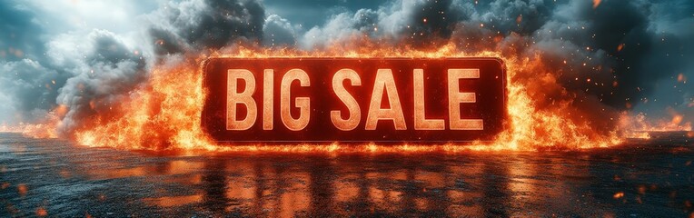 Fiery big sale promotion with eye-catching text flames