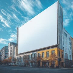 Obraz premium Blank urban billboard in city street, ready for advertising, clean backdrop