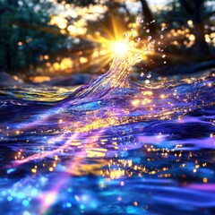 Naklejka premium Fantasy Water Source Shines for Freshness and Beauty in Nature