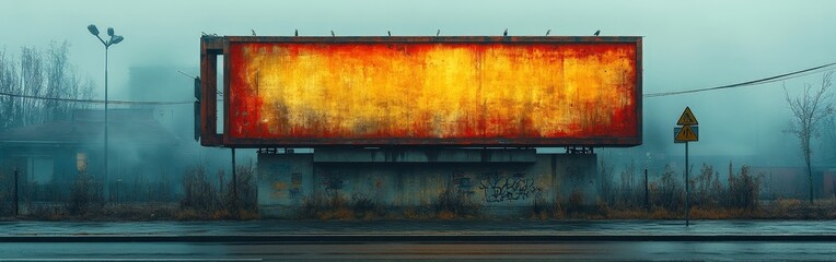 Fototapeta premium Blank urban billboard in city street, ready for advertising, clean backdrop