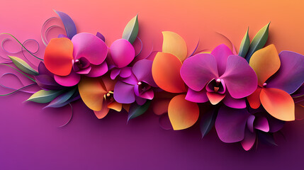Obraz premium Dendrobium Orchids logo 3d vector paper cute