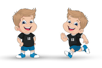 cartoon vector character cheerful football player in black t-shirt © Тарас Примак