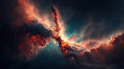 Fototapeta premium Cosmic Serenity, a tranquil animated journey through the universe, fostering mental clarity and emotional relaxation, perfect for deep meditation and spiritual connection.