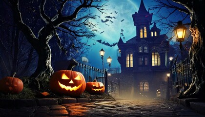 Fototapeta premium Halloween and the bright streets 