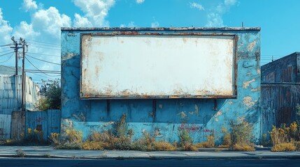 Blank urban billboard in city street, ready for advertising, clean backdrop