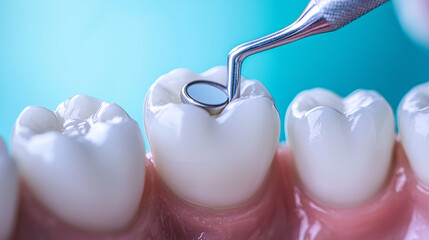 Close-Up of Tooth Being Touched for Dental Examination