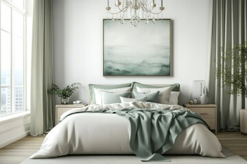 Serene Modern Bedroom with Soft Green Accents