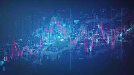 Obraz premium Stock market chart illustrates investment trading, featuring a bullish trend and candlestick pattern. This vector design depicts the fluctuations and patterns of financial markets. 
