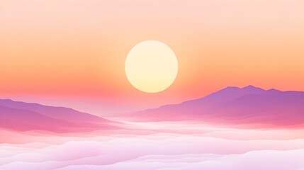 Fototapeta premium Peaceful Sunset Gradient in Warm Orange and Pink Tones with Copy Space