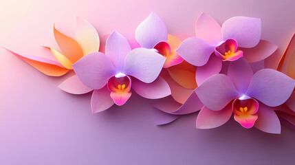 Dendrobium Orchids logo 3d vector paper cute