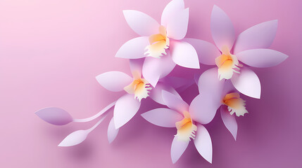 Naklejka premium Dendrobium Orchids logo 3d vector paper cute