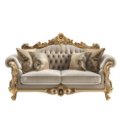 Elegant European Sofa with Gold Accents - Front View