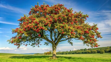 Botanical image of Crataegus, also known as hawthorn, May tree, and whitethorn
