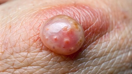 Fototapeta premium Bullous pemphigoid blister with clear fluid