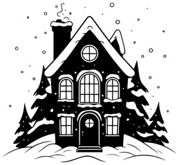 Black and white snow house in winter Christmas	