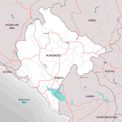 Simple outline map of Montenegro coloring page