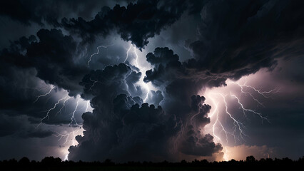 Clouds and lightning in a stormy weather
