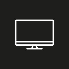 Flat illustration. White TV icon on a black background. The concept of electronic devices. Suitable for social networks, icons, screensavers and as a template.