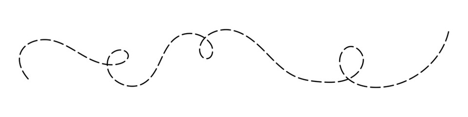 Long dashed hand drawn squiggle, loopy line vector element © Anastasiia
